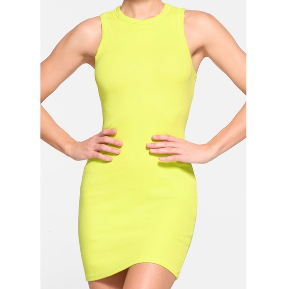 SKIMS Dresses & Skirts - Skims Cotton Rib Tank Dress Daffodil NWT